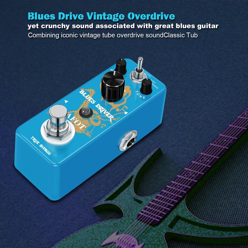 AFOT Overdrive Guitar Pedal, Blues Driver Guitar Effects Pedal Vintage Overdrive Effect Warm/Hot Modes for Pedal Mini Analog Classic Guitar Pedal True Bypass - Image 1